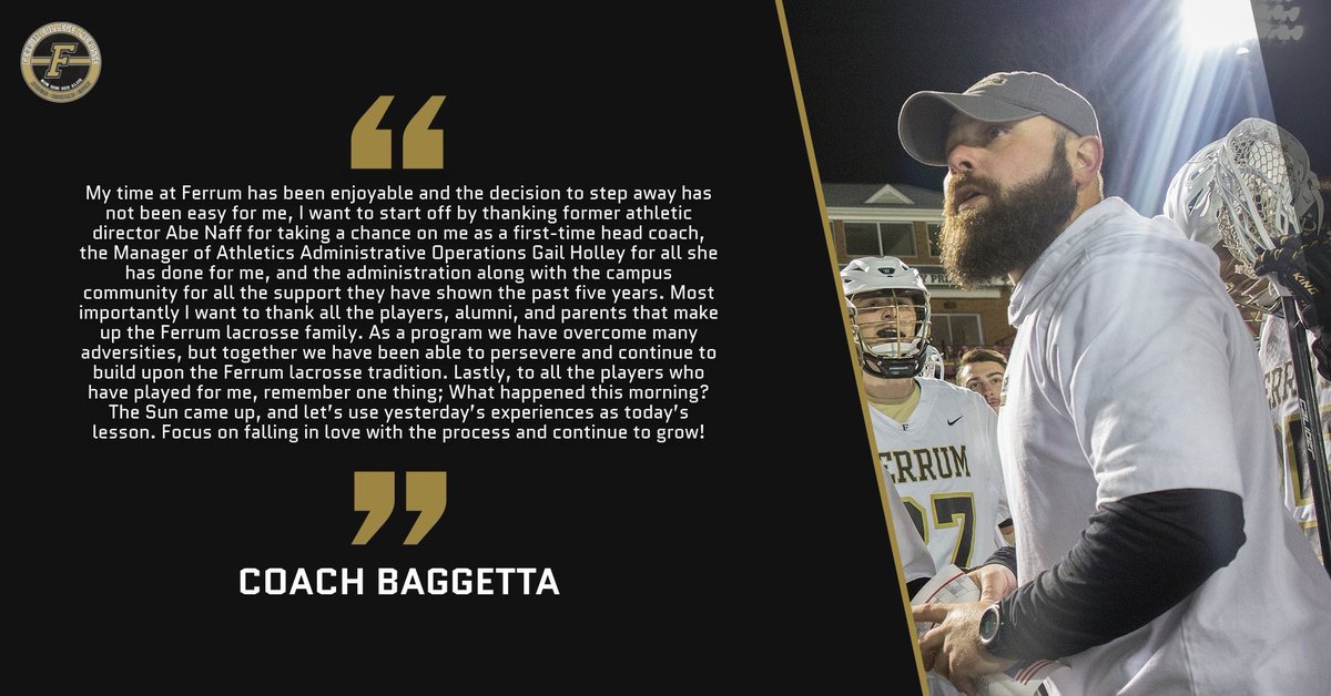 As Coach Baggetta’s last day at Ferrum comes to a close, we would like to wish him the best of luck on his next chapter and say thank you for all you have done! 

#forgedasone #ncaa #ncaalacrosse #gopanthers #ferrum #lacrosse #odac #odaclacrosse #insidelacrosse