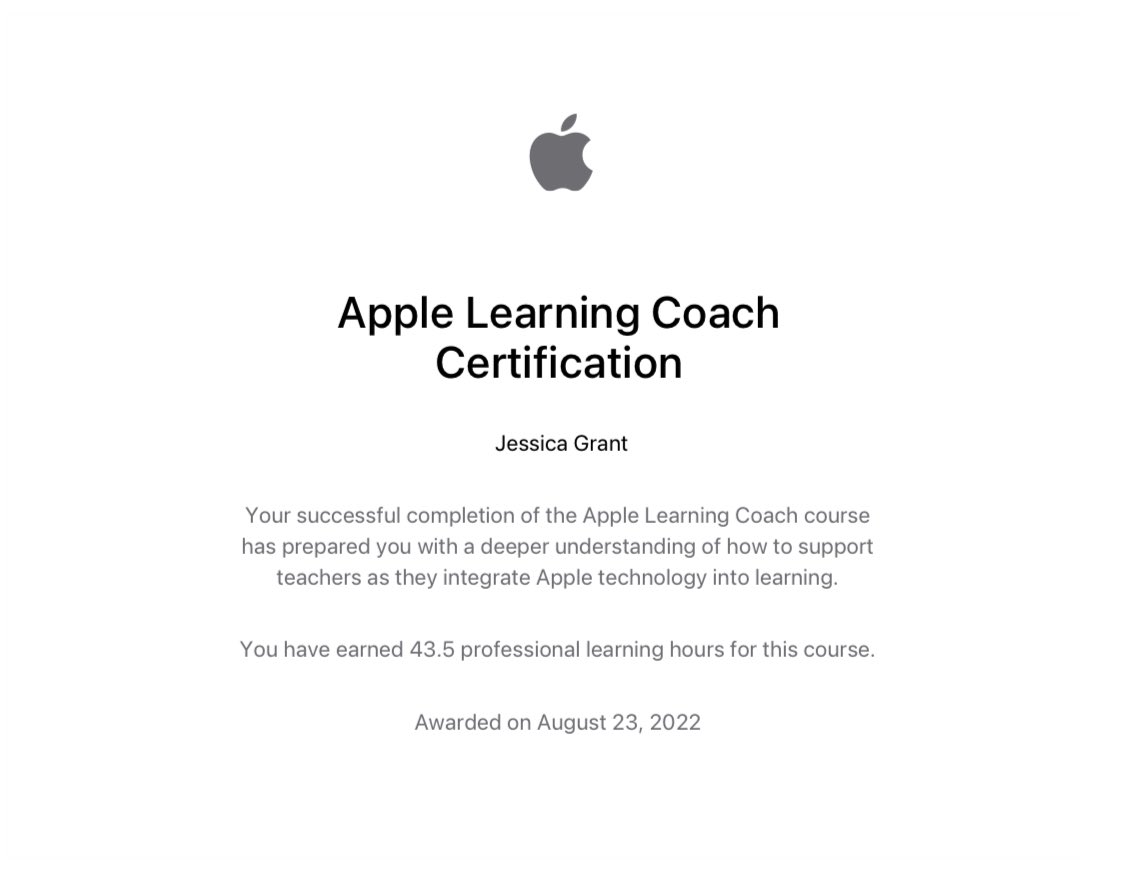 JessicaGrantEdD's tweet photo. Received the best news at the end of the school day. Yay so excited!!!!! Officially an #AppleLearningCoach https://t.co/Fk2Uut6qP3