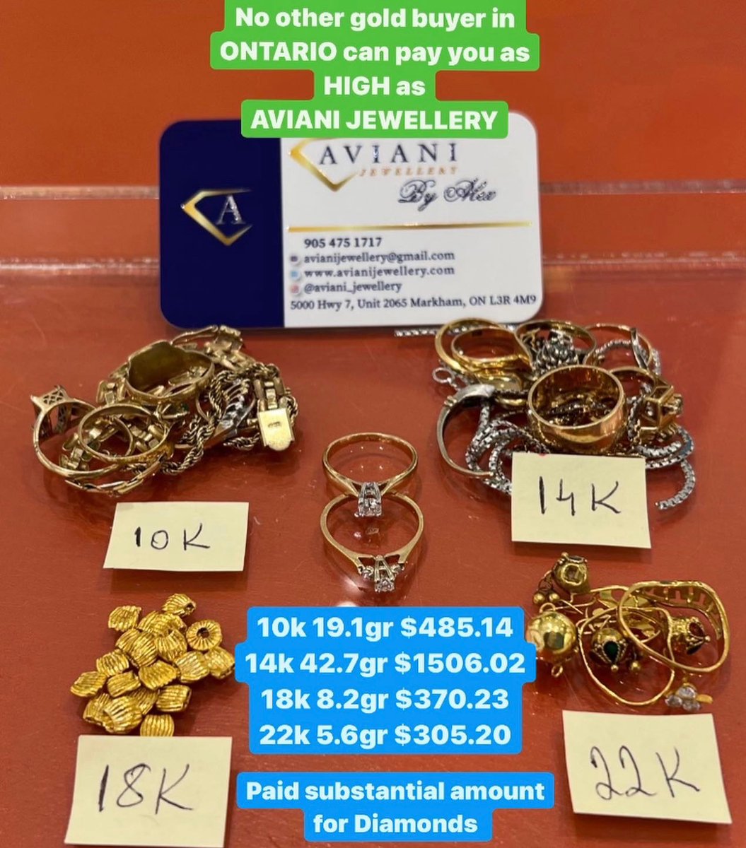 AvianiJewellery's tweet photo. Highest Payout #Toronto #Markham #Vaughan #MapleON #WoodbridgeON #UxbridgeON #GeorginaON #Stouffville #UpperCanada #PickeringON #Ajax #RichmondHillON #NewmarketON #ThornHill #YorkRegionON #NorthYorkON #Etobicoke #Mississauga #Scarborough #HamiltonON #Oshawa #Brampton #WhitbyON https://t.co/yFzCcW55EE