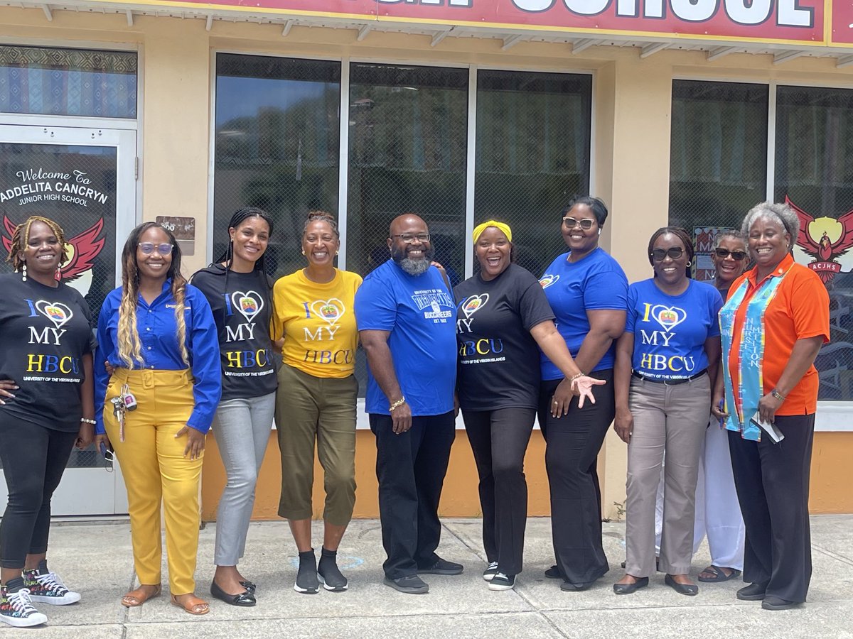 EdmeadeJudy's tweet photo. Addelita Cancryn Intermediate Junior High School staff repping our HBCU-U of Virgin Islands &amp; motivating our student’s to ed! #HBCUBUZZ https://t.co/2ET0vLxlaz