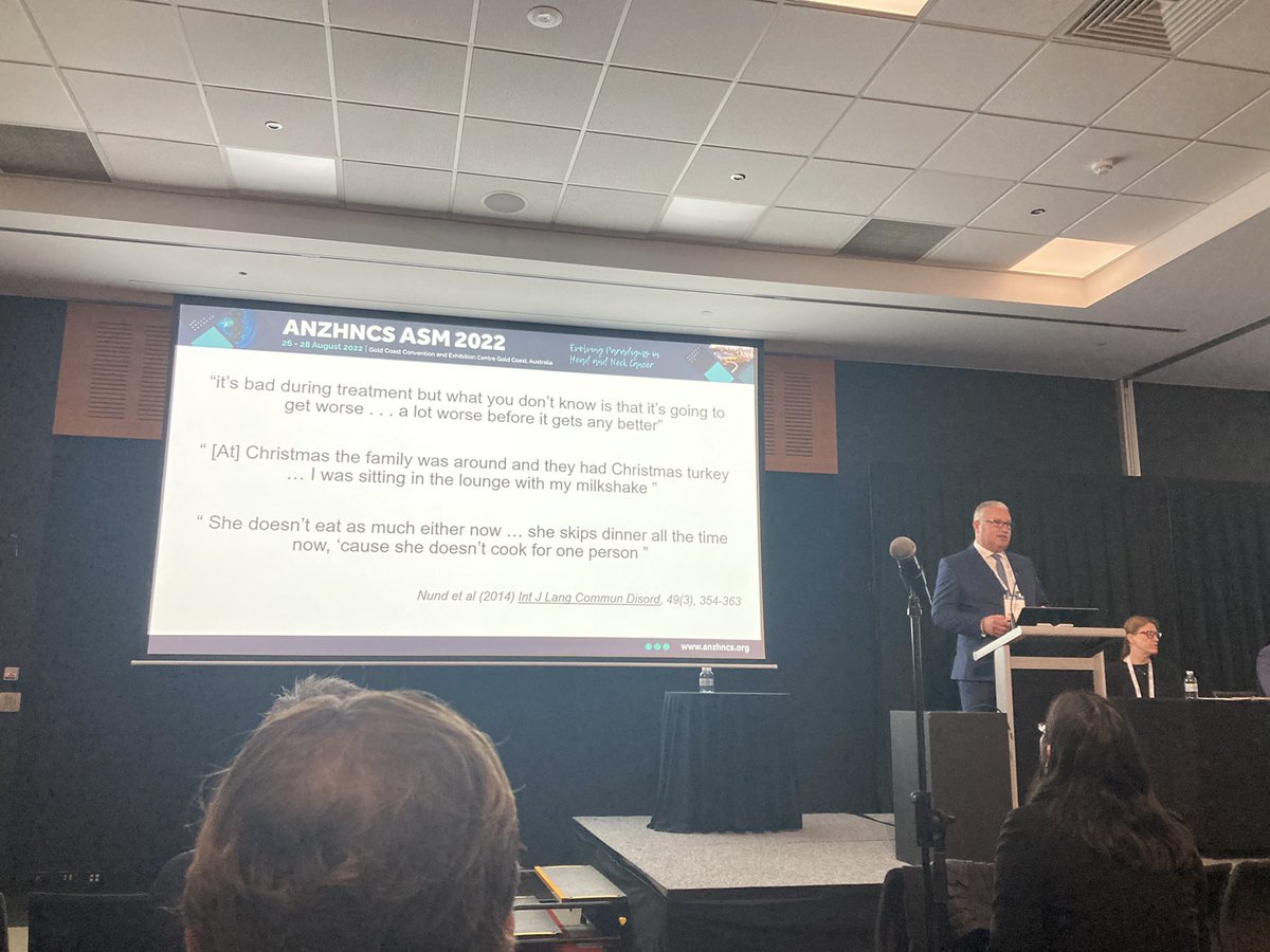 Citing research by @rebeccanund, <a href="/justinroe/">Dr Justin Roe</a> reminds us that we need an interdisciplinary and proactive approach to support the swallowing, nutrition and lifestyle changes of our patients and their carers/family post head and neck cancer treatment. <a href="/anzhncs/">ANZHNCS</a>