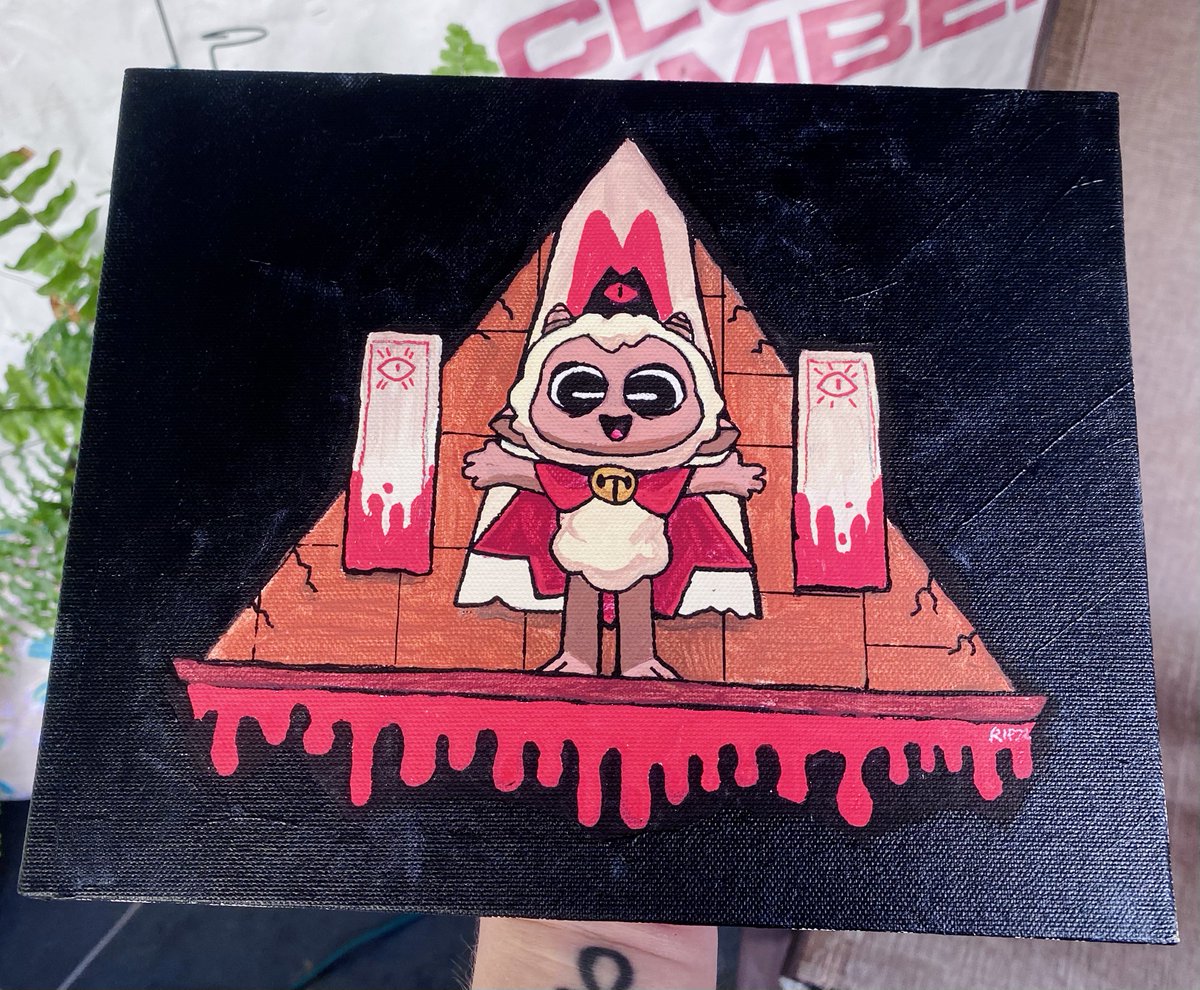Bipleyy's tweet photo. I’m not good at photographing paintings but here it is ! #CultoftheLamb https://t.co/xwlBZ9qvFt