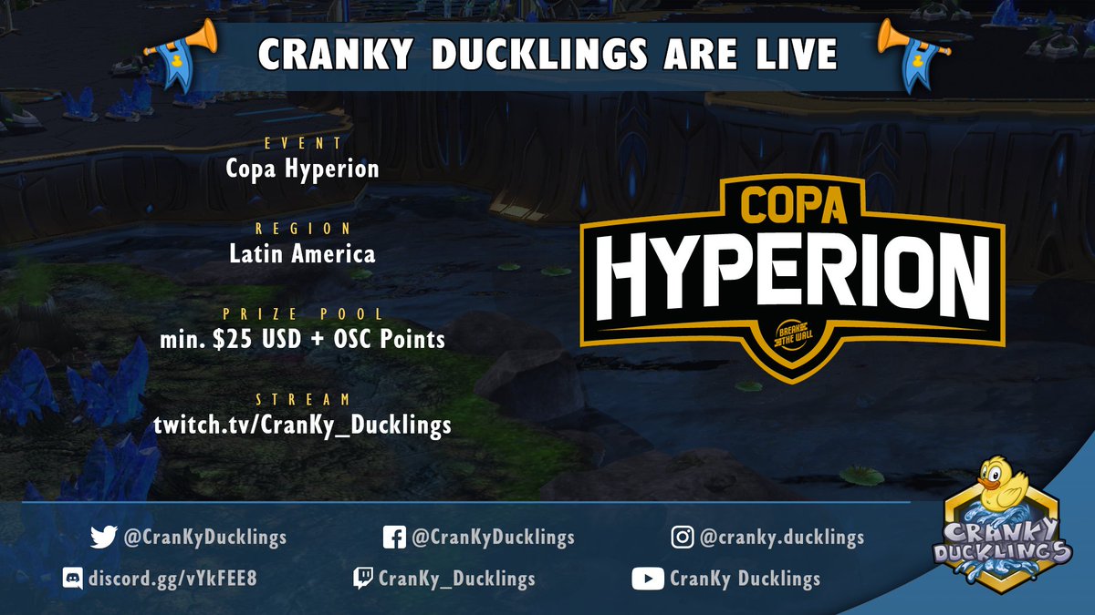 ( * )< We're live with Copa Hyperion #49! <a href="/BTW_eSports/">Break The Wall eSports</a> #SC2

Casted by <a href="/Light_VIP/">Lloyd Sanchez</a>

Brackets: challonge.com/CHYP49

🦆 Live now at twitch.tv/CranKy_Ducklin…