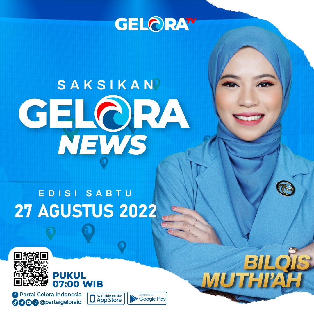 partaigeloraid's tweet photo. 🎥 Saksikan #GELORANEWS
Edisi 45 | Sabtu 27 Agustus 2022
di #GeloraTV 
↘️↘️↘️
https://t.co/NnpElXclR6 
https://t.co/NnpElXclR6 
https://t.co/NnpElXclR6

Untuk gabung Partai Gelora cukup pindai QR Code atau klik: https://t.co/5EOOhx3V8G 
#AyoMoveOn 
#ArahBaruIndonesia
@anismatta https://t.co/80OKHJFVON