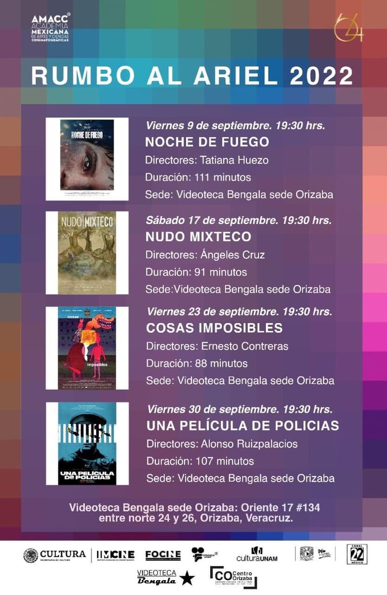 VBengala's tweet image. Somos sede de #RumboAlAriel2022, les esperamos en Videoteca Bengala #Orizaba. ¡Gracias  @AcademiaCineMx !