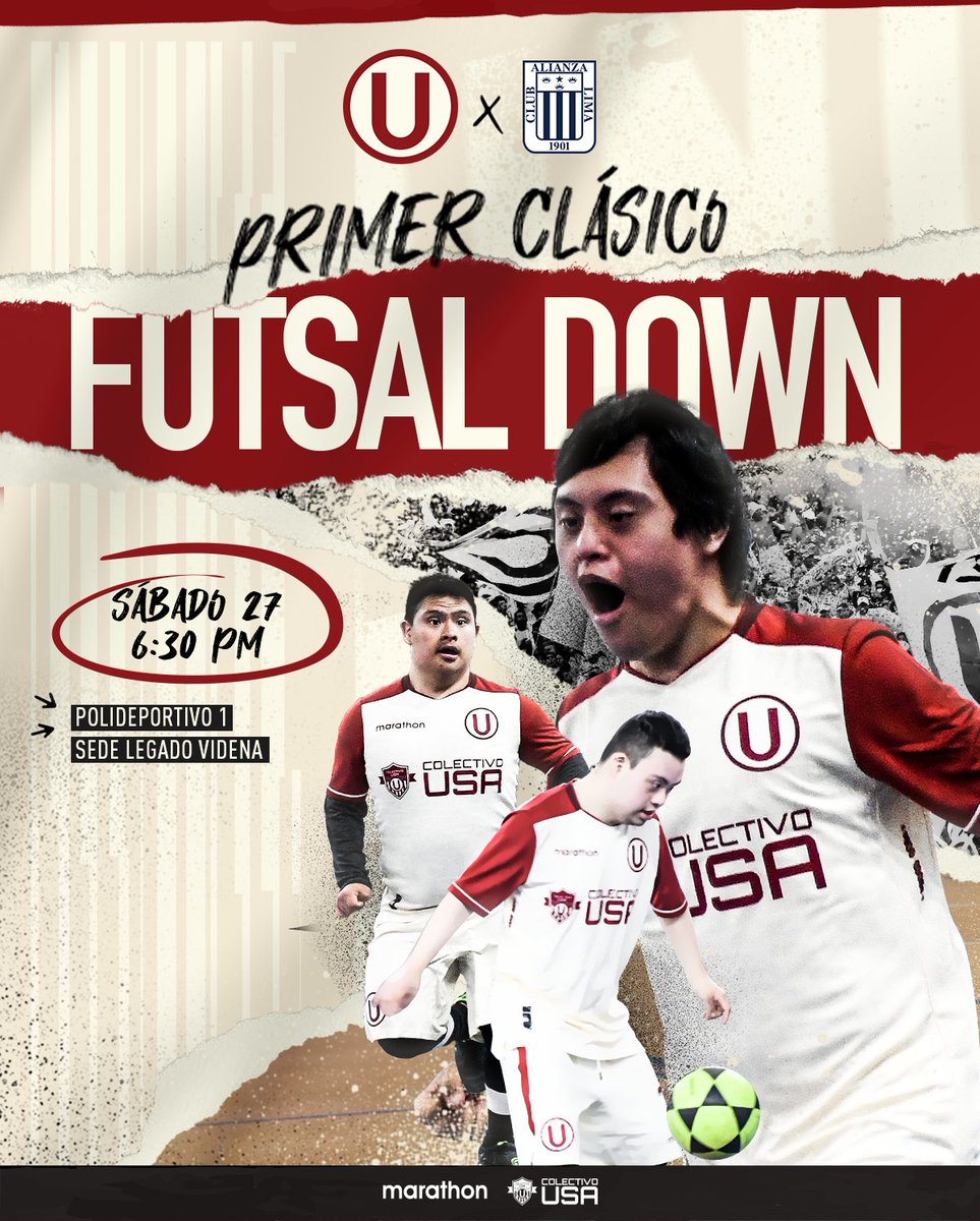 UPolideportivo's tweet photo. ¡𝗩𝗔𝗠𝗢𝗦 𝗚𝗔𝗥𝗥𝗔 𝗖𝗥𝗘𝗠𝗔! 🎶 🥁

¡𝗩𝗔𝗠𝗢𝗦 𝗔 𝗚𝗔𝗡𝗔𝗥! 💪

⚽ Universitario vs. Alianza Lima
🏆 Primer Clásico de Futsal Down
⏰ 6:30 p.m.
🏟 Polideportivo 1 - Sede Legado Videna
📲 #UxAL

#YDaleU https://t.co/NFKeodlaTx