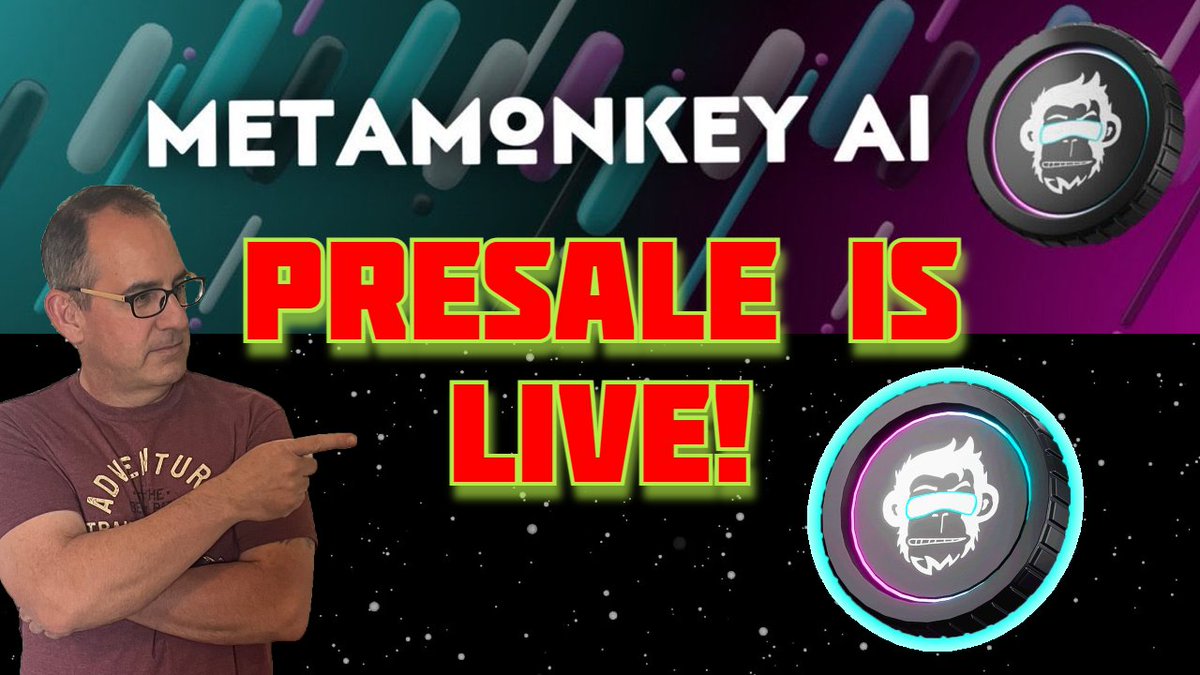 SeanCryptoSmith's tweet photo. https://t.co/OLMa8CoNfs Presale is LIVE! 5% bonus to presale token buyers! #metam... https://t.co/1C28eEQtnb via @YouTube #METAMONKEYAI #Metamonkey_AI #Metaverse #NFTs @AuzsomeAustin @CEOofMMAI @TXtornado84 @AsmrPhan @Crypto4Starter @wrstylesbeats @4LTony https://t.co/f2UHORn1Wl
