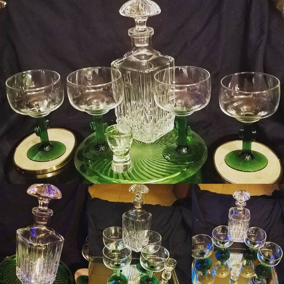 #etsy shop:Crystal Decanter w/stopper,4Cactus Glasses etsy.me/3wCHgwD #cactusglasses #waterford #crystaldecanter #decanterstopper #liqueurdecanter #whiskeydecanter #liquordecanter #waterforddecanter #margaritaglasses #lismore #barware #shotglass #artglass #art