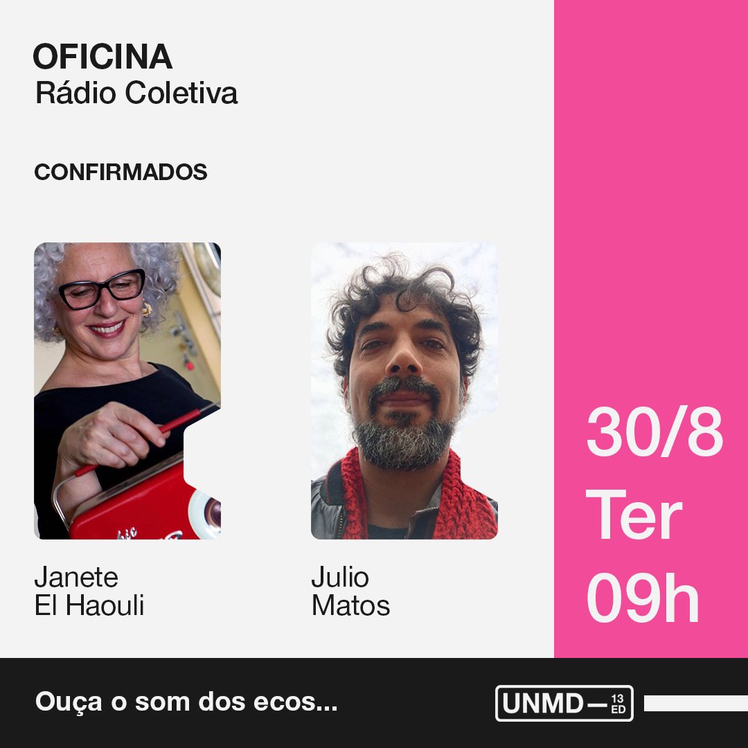 unimidiaunicamp's tweet photo. OFICINA: Rádio Coletiva

dia 30/08 (terça), as 09h https://t.co/k0JbHmEeUO