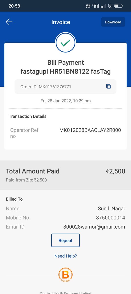 sn7360's tweet photo. @BipinSingh @MobiKwikSWAT @MobiKwik my these four payment deducted from my wallet but not received by merchant I have complaint many time but till today I didn't not received any response. customer care very bad bad.totally very worst experience with mobkwik iam very old user https://t.co/hIbOrK7PQS