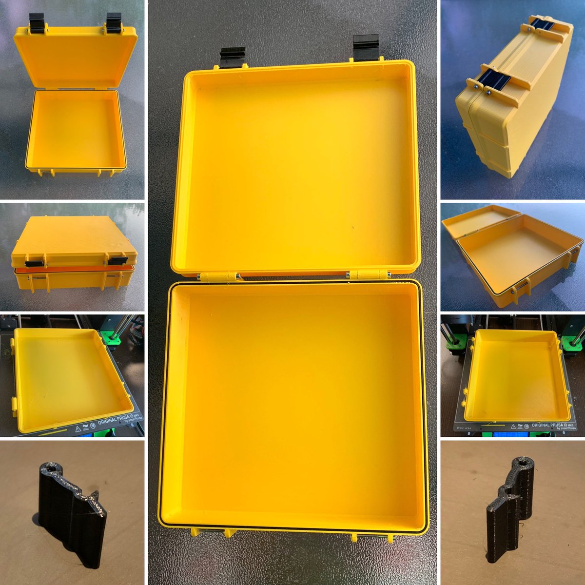 MakerWiz's tweet photo. Rugged Box (Parameterizable) #3dmodel @whity #3dprinter #prusai3mk3s @josefprusa #petg #mangoyellow #jetblack @prusament #3dprinting @makerwiz #ruggedbox @printablescom #makersgonnamake https://t.co/zGXC8nk3xm