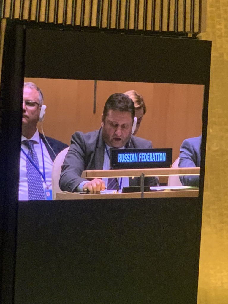 PatriciaMary's tweet image. #Russia delivers a rambling, gaslighting speech trying to justify its blocking consensus &amp;amp; then the whole delegation leaves the General Assembly Hall #NPTRevCon