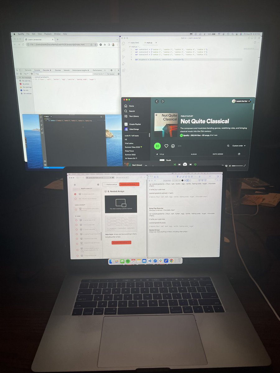 isaiahdelsol's tweet photo. Arrays actually going smoothly today!
#dev30 #javascript #webdevelopment #webdeveloper #learning #100DaysOfCode https://t.co/D8dr8ws52S