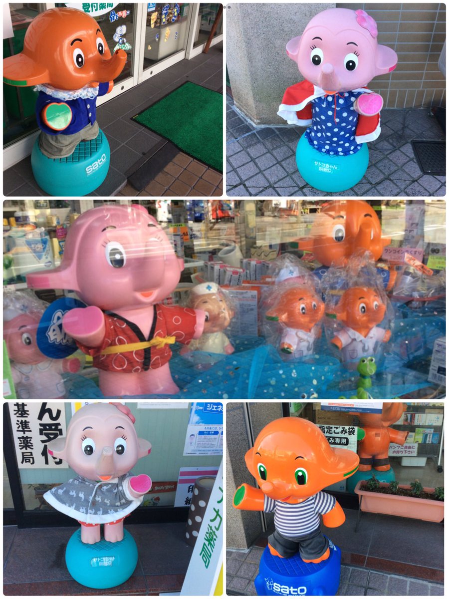 薬局の入口のあの子たち、店員さんに愛されているの一目で分かります