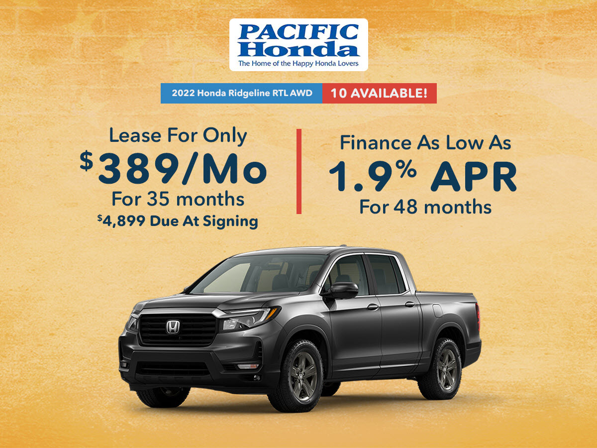 PacHonda's tweet photo. Come visit us this weekend for an awesome deal on the 2022 Honda Ridgeline! Give us a call at (808) 528-7200 or shop online at https://t.co/6BjJ4lXQ5Q. https://t.co/Al5dEtERqK