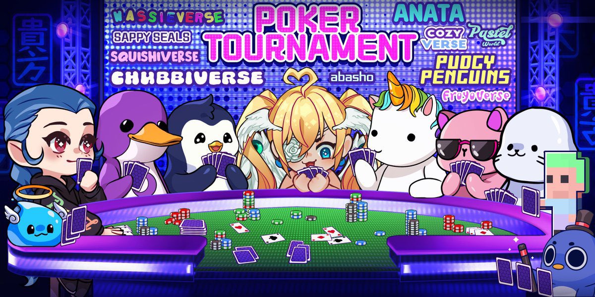 HerroCrypto's tweet photo. Massive poker tournament tomorrow with @AnataNFT @chubbiverse @pudgypenguins @sappyseals @Squishiverse @cozypenguinsnft @wassieverse @froyoverse @PastelWorldx 

$10,000 Prize Pool

Sign up in discord https://t.co/FjQqMTst4u

Beans out for the boys🐧 https://t.co/nGBF4l0Ede