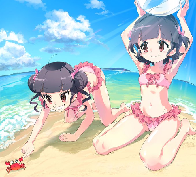 【夏の健全】Skebで描かせていただいた夏の水着ちゃんたちです🦀🏖
どうぞご査収ください…! 