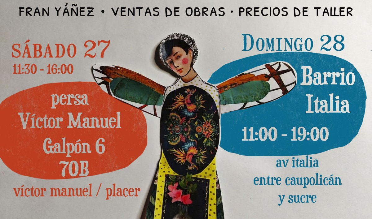 franilustradora's tweet photo. Este fin de semana seguimos en venta de arte, gráfica, prints, objetos a precios de taller. Descuentos para los que se sepan de memoria el Artículo 1º de la nueva Constitución. https://t.co/ykm8wGWM5E