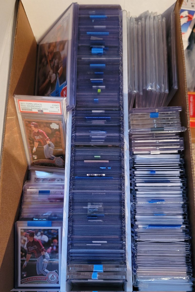 DizzleAZ's tweet photo. Now have over 315 different Paul Goldschmidt cards and counting. Lots more if i count doubles, all @Topps and Topps products, base parallel relic autos relic autos. Gonna be fun to try to photograph all of this at once.
Any advice @CardPurchaser?
#MVPGoldy
#AmericasFirstBaseman https://t.co/rZQUOJfpUe
