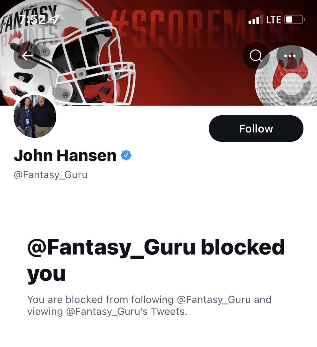 FantasyFBTalk's tweet photo. Man I would love to know what happened here. Must have been a long ass time ago. Probably included snark. What can you do. https://t.co/PfUyugHO9K