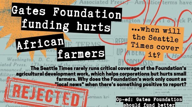agrawatch's tweet photo. Yesterday we flyered around downtown Seattle to request more news coverage critical of the Gates Foundation's agricultural development work. 

We support #localnews and we think the @seattletimes should run these kinds of stories. A thread... https://t.co/MJWMBKkdfu