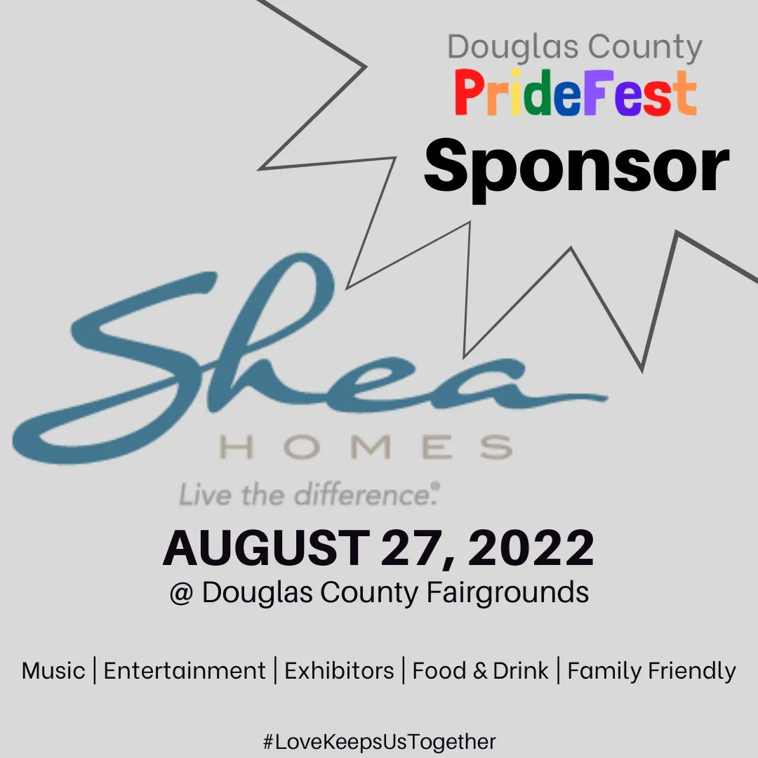 CRPrideOfficial's tweet photo. Thank you to Shea Homes for sponsoring Douglas County PrideFest this year! We are so happy to partner with you!

#LoveKeepsUsTogether #DouglasCountyPrideFest #CastleRockPride #Pride #ColoradoPride #LGBTQIA #GayPride https://t.co/UbvuSN0nIV