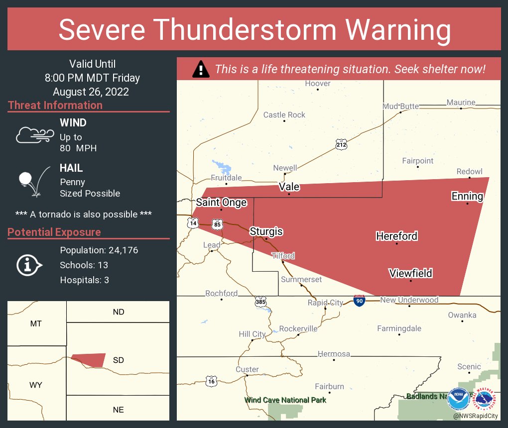NWS Rapid City on Twitter "Severe Thunderstorm Warning including