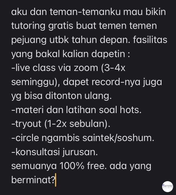 sbmptnfess's tweet photo. PTN! yang minat bisa reply tweet ini ya, nanti aku dm 😇 kelas 10, 11, 12, gapyear, semi gapyear boleh ikut! https://t.co/PjDBnpcU2C