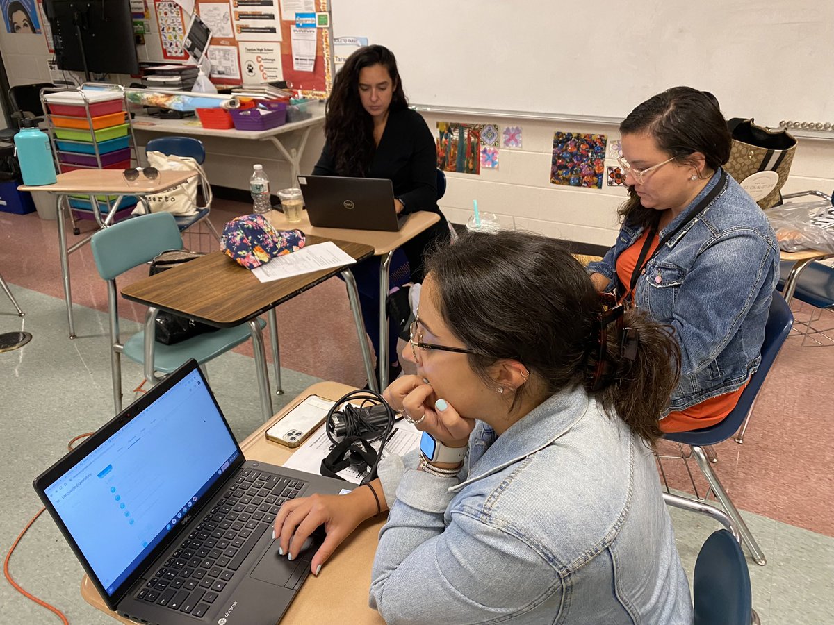 senoritapacheco's tweet photo. Some of our WL educators working diligently during summer PD on preparing our curriculum for the new 57 minute period! #thisisdedication @Taunton_Schools @tauntonhstigers https://t.co/yExFWFgVaO