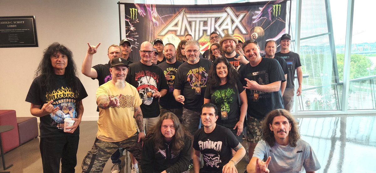 Anita Gongola (@anitagongola) on Twitter photo I highly recommend the <a href="/Anthrax/">Anthrax</a> VIP Meet & Greet! So awesome! <a href="/Scott_Ian/">Scott Ian</a> <a href="/skisum/">Charlie Benante</a> <a href="/jbelladonna/">Joey Belladonna</a> <a href="/TheFrankBello/">FrankBello</a> <a href="/jonshadfall1/">jon donais</a> #anthrax 🤘🤘 I highly recommend the <a href="/Anthrax/">Anthrax</a> VIP Meet & Greet! So awesome! <a href="/Scott_Ian/">Scott Ian</a> <a href="/skisum/">Charlie Benante</a> <a href="/jbelladonna/">Joey Belladonna</a> <a href="/TheFrankBello/">FrankBello</a> <a href="/jonshadfall1/">jon donais</a> #anthrax 🤘🤘