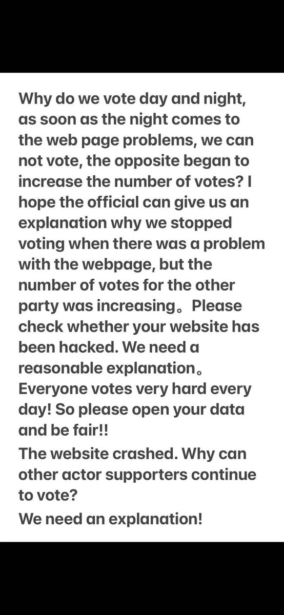 baitaofyn's tweet photo. Please give the official a reasonable explanation, why the number of votes is abnormal! If you're so irresponsible about this vote, then we don't have to play with you anymore!
@mintmag_th
#ขอคําตอบจากMintMag https://t.co/NxO1qEGTgI