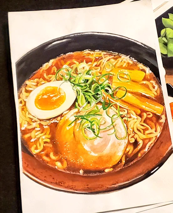 絵の具で描いたラーメンです。#おはようさん#イラスト#ポスターカラー#art#絵描きさんと繋がりたい 