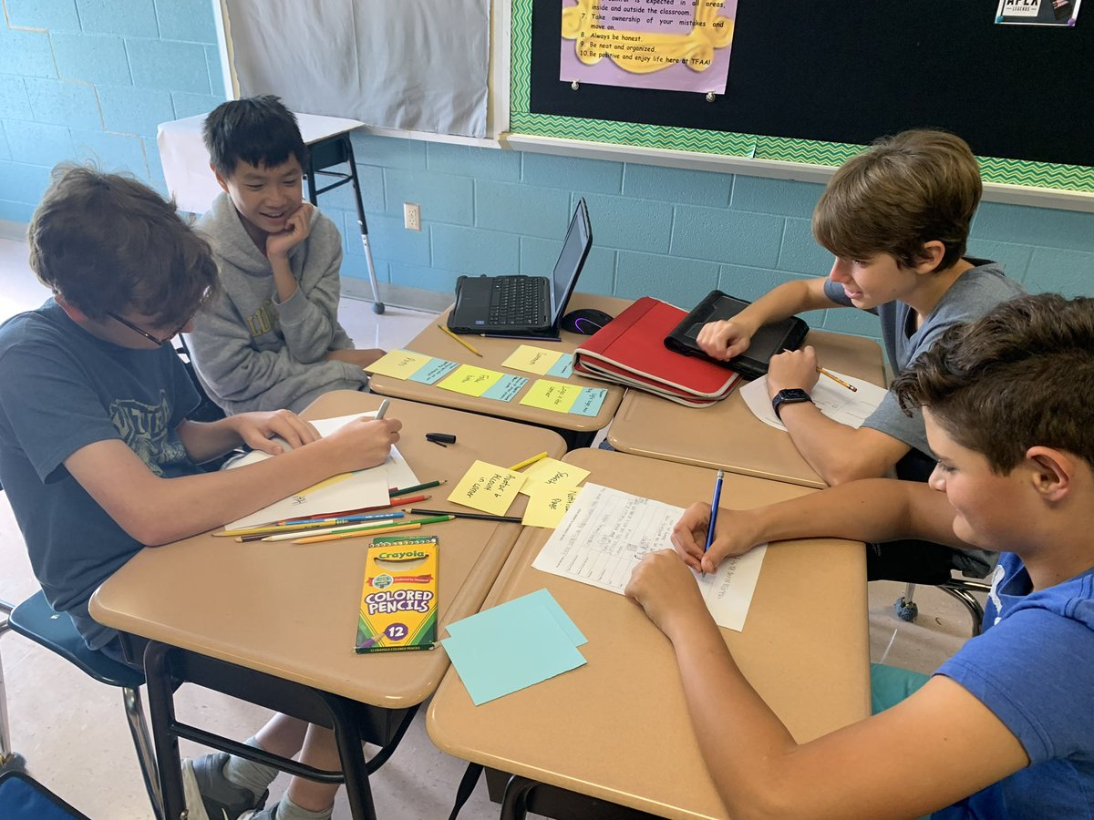 TFAA_Middle's tweet photo. 8th grade students brainstorming problems on social media and possible solutions to those problems. #PBL @TFAA_Rams https://t.co/3jItVTgjm4