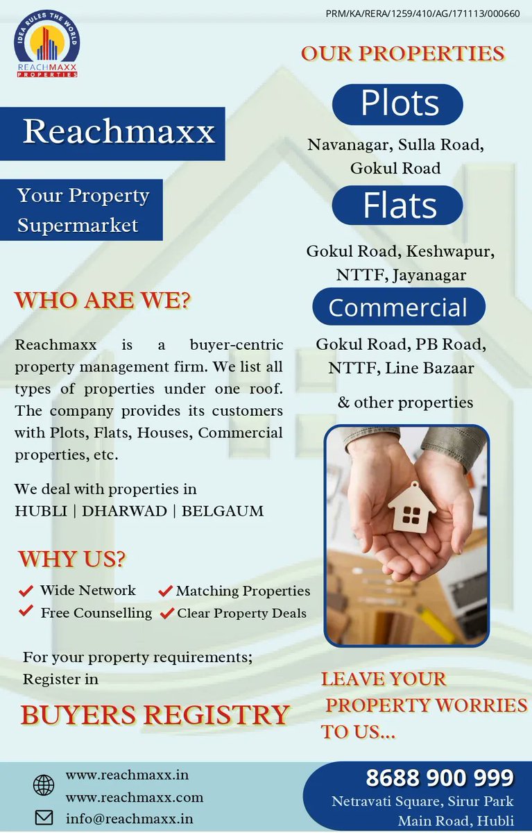 ReachmaxxB's tweet photo. Call - 8688 900 999
#Reachmaxx #Reachmaxxproperties #Properties #RealestateIndia #RealestateHubli #HubliDharwad #Hubli #RealestateKarnataka #Karnataka #Hubli #Commercialcomplex #PropertyInvestmentTips #PropertyInvestment #RealestateInvestment #InvestmentTips #EasyInvestment https://t.co/A3ssBYWb2j