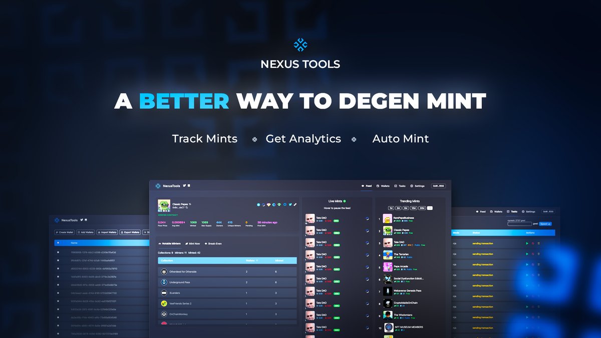 🎉 NexusTools  x JustCubes 🎉

We are giving away 3x whitelist spots for NexusTools. The absolute best way to degen mint 🛠

To enter:
✅ Follow <a href="/NexusToolsNFT/">Nexus Tools</a> and @JustCubesNFT
✅ Like and Retweet
✅ Tag 3 friends

48 Hr ⏳
Good luck 🍀