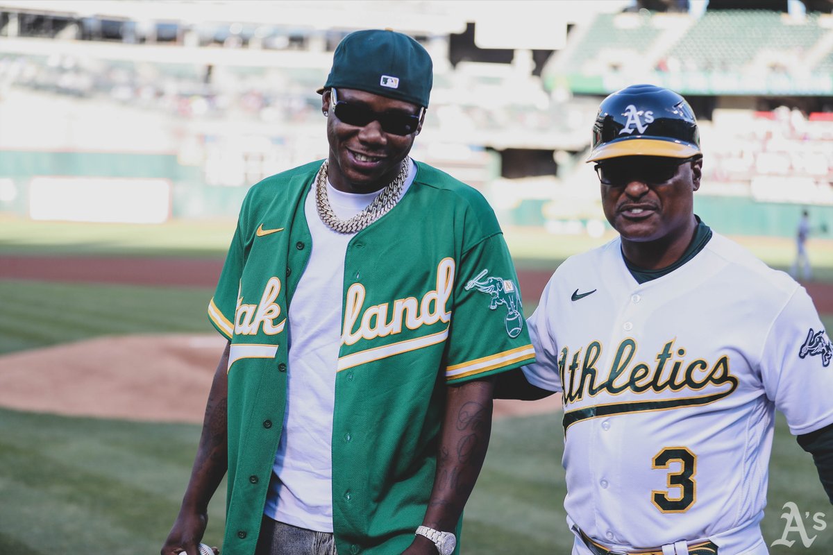 Athletics's tweet photo. He's 4Real.

Thank you, @therealsymba for throwing out tonight’s first pitch! https://t.co/svZN6eQs0y