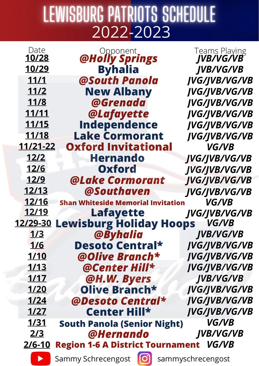 🔊🏀🏀🏀🔊 Mark your calendars! Your 2022-2023 Lewisburg Basketball Season is just around the corner!!! <a href="/TheBurgSports/">LHS Athletics</a> <a href="/LHSLadyPatriots/">Lady Patriots Basketball 🏀</a>