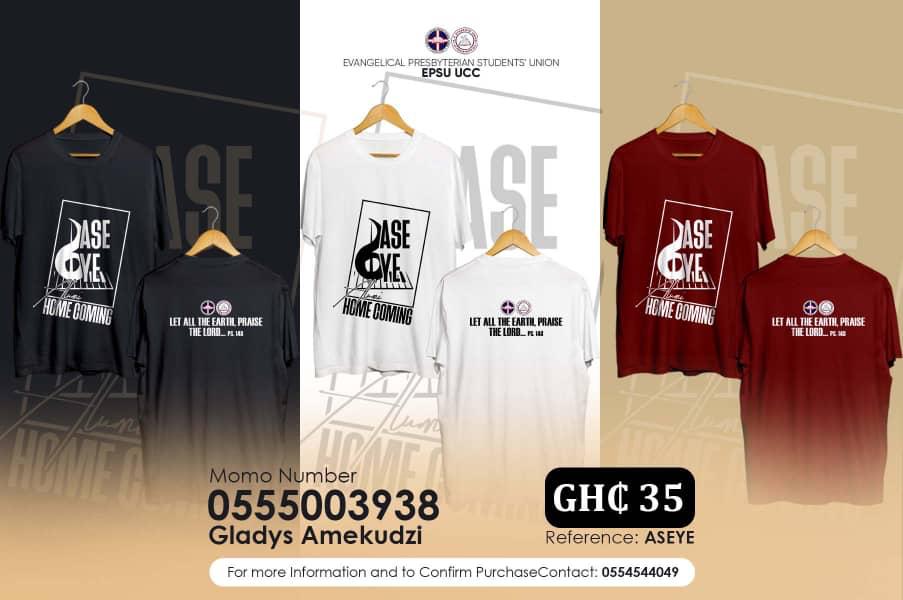 epsu_ucc's tweet photo. Have you placed your order already?

It's just GH¢ 35 to get a beautiful shirt to rep Aseye and Homecoming 2022.

For more enquiries, just contact the numbers on the flyer.
@epsuwvp @epsunational @epcghq @nugs_ucc @UCCGH_Official https://t.co/nUCdRNH7re