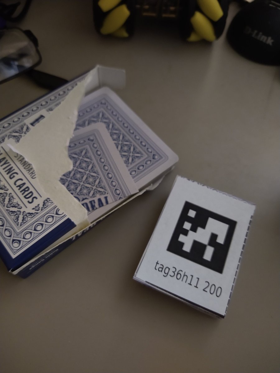 kd8bxp's tweet image. At first I printed out some #AprilTags and glued them to playing cards, cut up the cards, so I could place the markers on my grid....The problem with this idea, the robot seemed to want to push the markers out of the way, it didn&apos;t roll over them as smooth as I thought it would