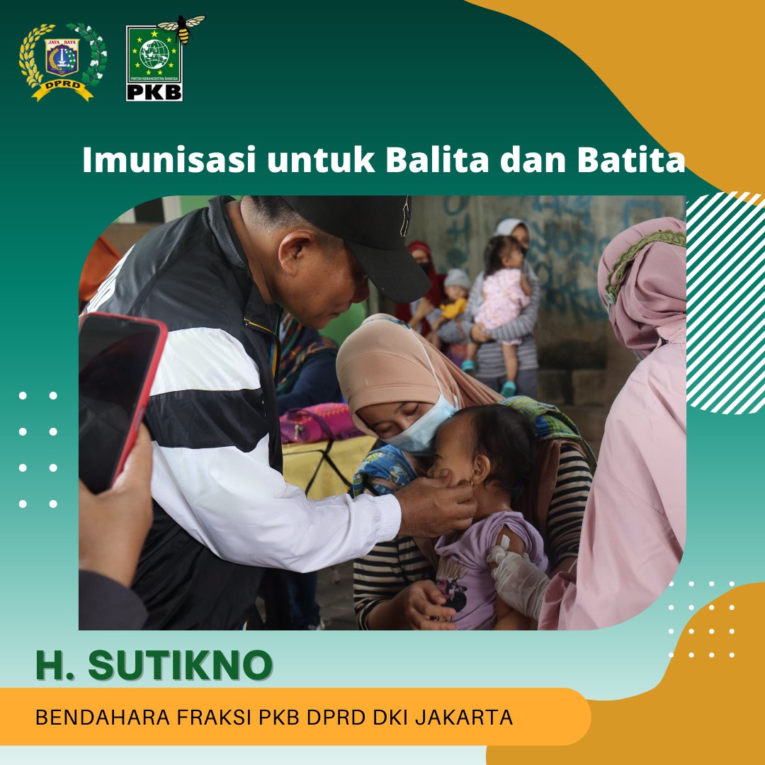sutiknopkb's tweet photo. - Latepost -
Kegiatan imunisasi balita dan batita di lingkungan kami.
Sehat selalu anak-anak indonesia.
Ayo imunusasi.!!
#imunisasi #anakindonesia #anakindonesiahebat #sutiknopkb #sutikno #dprddkijakarta #dpcpkb #dpwpkb #fpkb https://t.co/j6rvQavSva