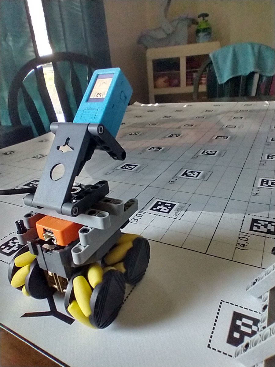 kd8bxp's tweet image. I also had a new grid map printed at a local library maker space, now the #Apriltags are printed on the grid...problem of the #M5Rover pushing my cards off the map solved...but now I can&apos;t changed the markers easy if I need too.