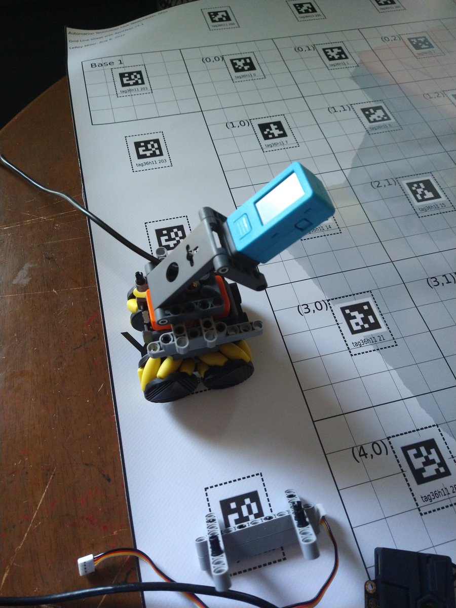 kd8bxp's tweet image. I also had a new grid map printed at a local library maker space, now the #Apriltags are printed on the grid...problem of the #M5Rover pushing my cards off the map solved...but now I can&apos;t changed the markers easy if I need too.