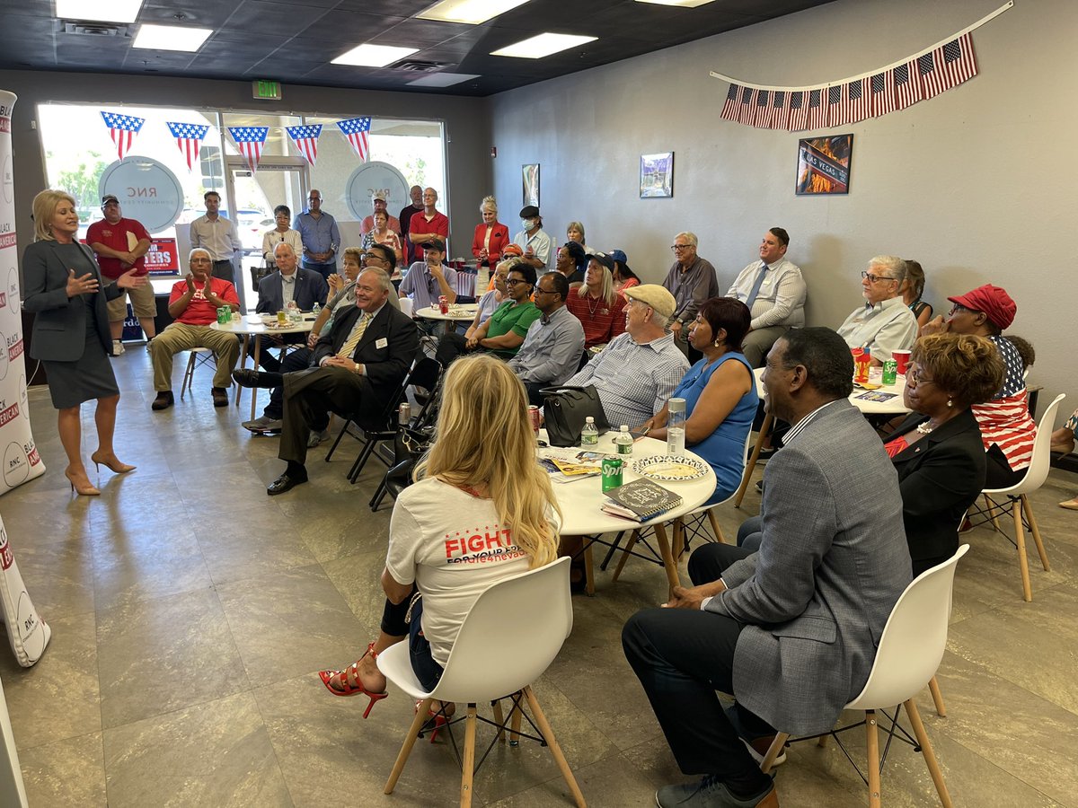 VoteAprilBecker's tweet photo. Thank you to everyone who came out to join me and @BurgessOwens this afternoon at the RNC Black American Community Center! We are ready to flip #NV03! https://t.co/fQ5mpAs8Gx
