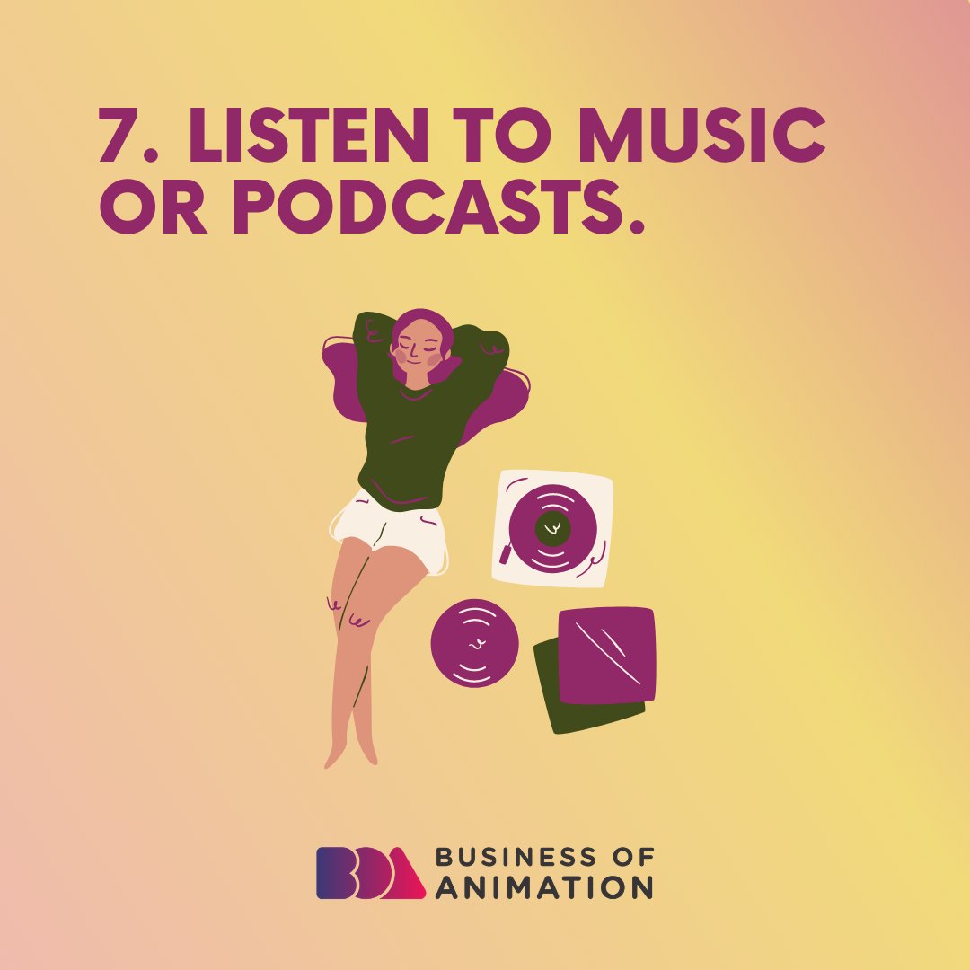 animationbiz's tweet image. 5. Set up a creative working environment.
6. Watch videos, films, or movies.
7. Listen to music or podcasts.
8. Go outdoors and surround yourself with good company.

#AnimationBusinessWorkshop #AnimationBusinessMasterclass #AnimatorsBusinessCareer #AnimationBusinessCareer