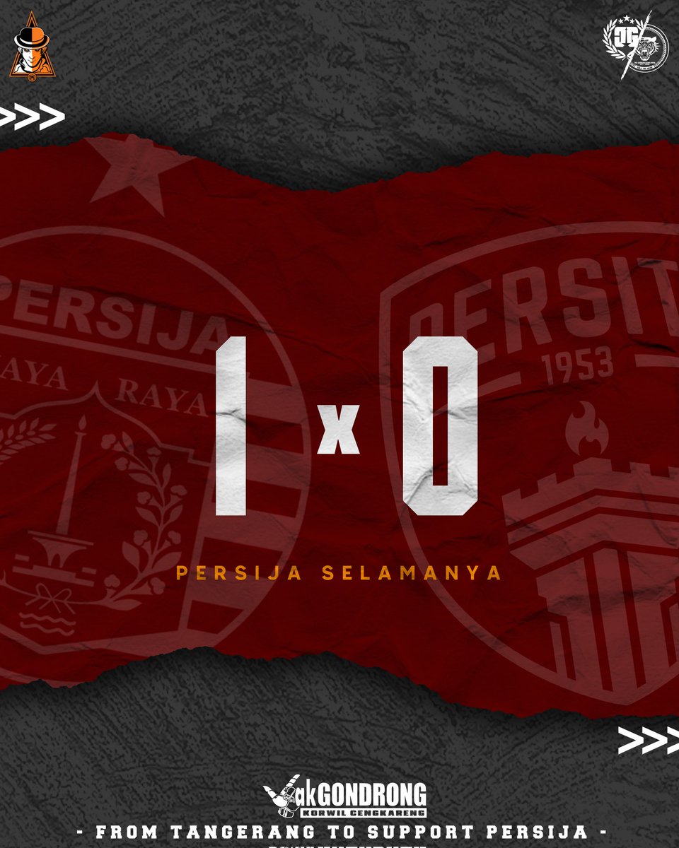 JakGondrong's tweet photo. From Tangerang With Pride✊
Persija 1 - 0 persita
#jakgondrong #jakmaniapondokbahar #jakcengkareng #republiksiluman #willbehere https://t.co/5okmB3cRFQ