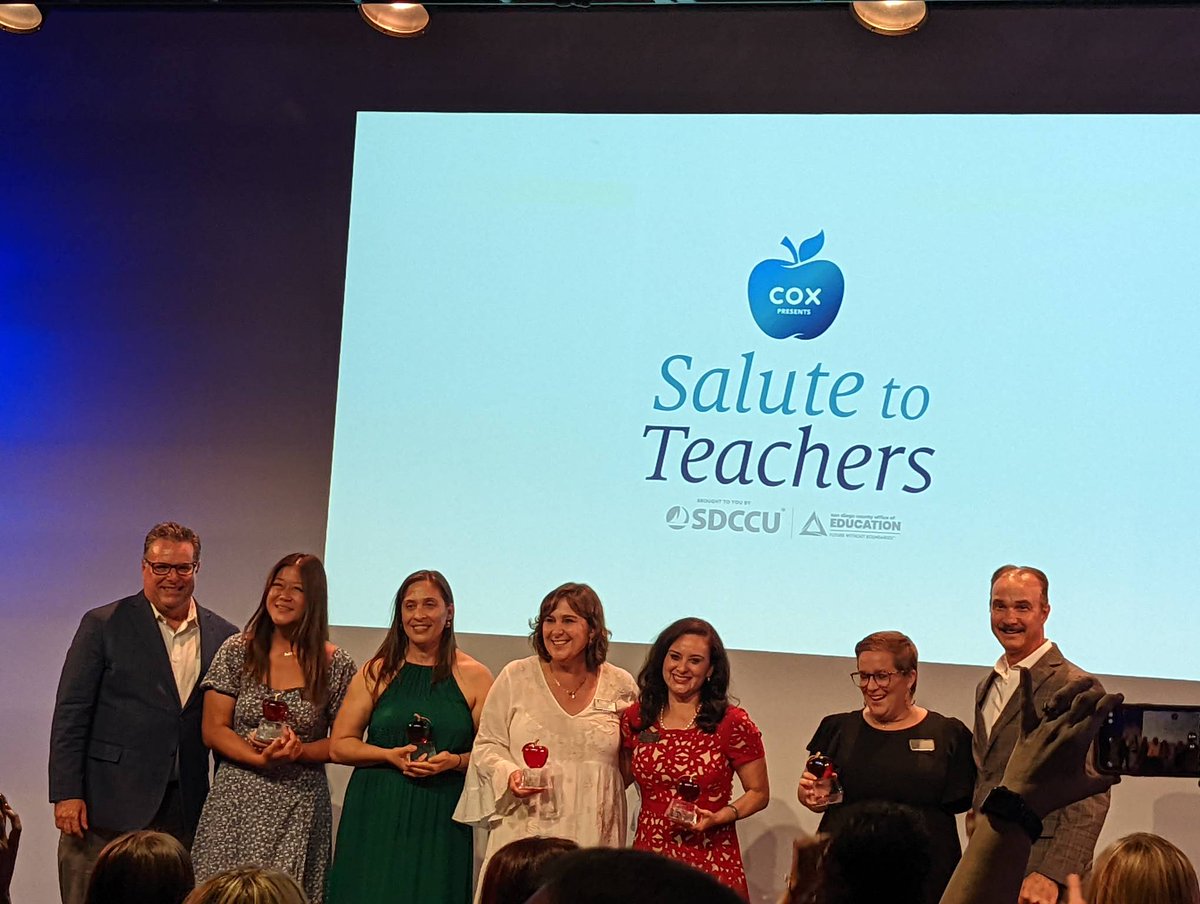Your first look at the 2023 San Diego County Teachers of the Year! Congrats to these 5, the 40 teachers we honored tonight, and all 24,000 educators in the county! #CoxSalute