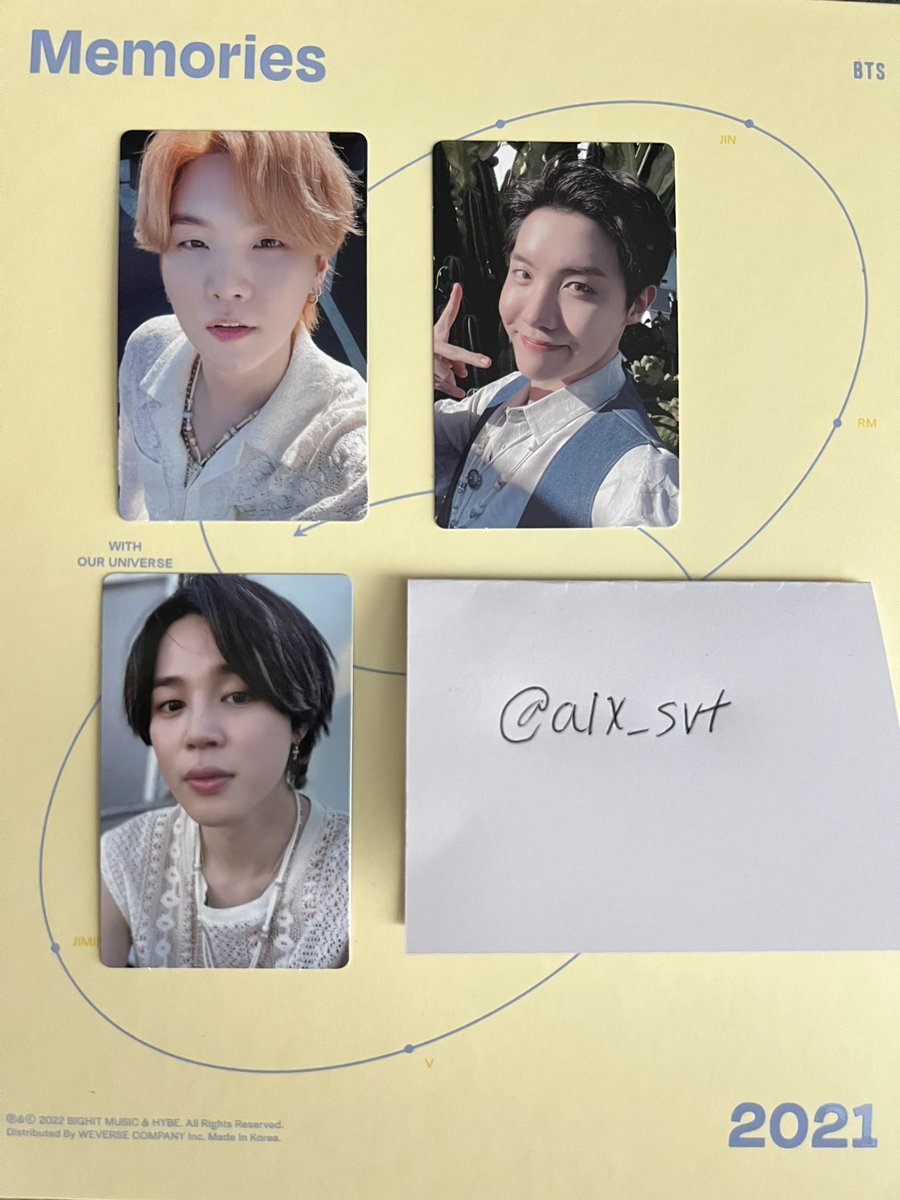 alx_svt's tweet photo. WTT BTS MEMORIES 2021 DVD RANDOM PC 💜
USA 🇺🇸 ONLY 
TRACKED SHIPPING ONLY 

HAVE:
YOONGI SUGA 
HOBI JHOPE 
JIMIN 

NEED: 
TAE 
JK

#btstrades #btsmemories2021 https://t.co/XdzEmGeTuz