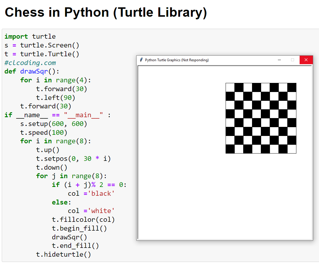 Chess in Python (Turtle Library)  Chess in Python (Turtle Library