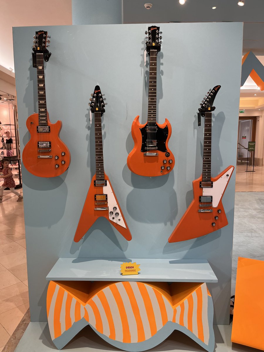 We are celebrating Le Bon Marché 170th birthday with 4 unique orange Gibson guitars #gibson #lebonmarche