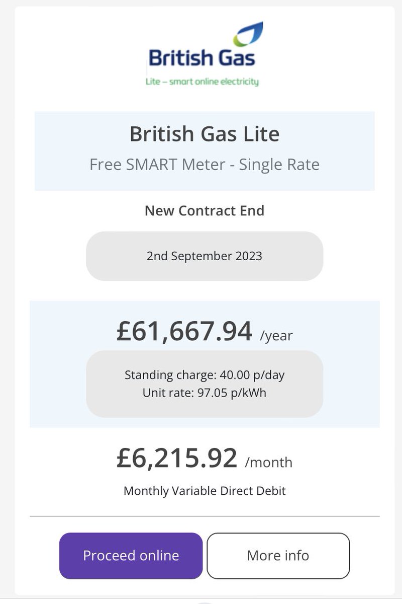 Just thought I might update you on the latest ‘best’ energy deal available for a pub of our size. 

We were paying 15p/unit in May. This is the best quote available today.
